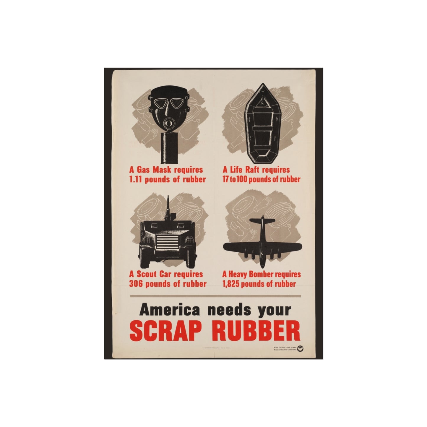 America Needs Your Scrap Rubber – U.S. War Production Board, (c.1942)