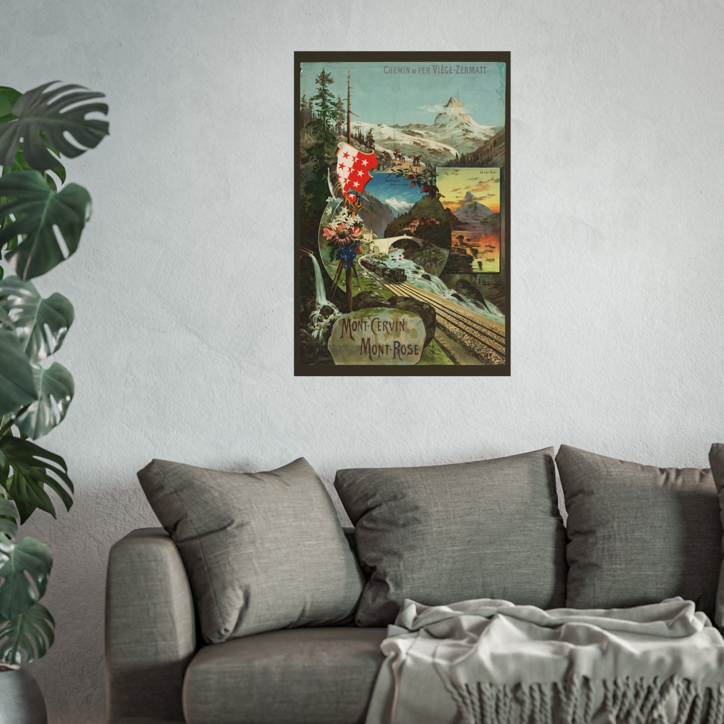 Mont-Cervin et Mont-Rose Railway Poster - Chemin de fer Viège–Zermatt - (c.1890s)