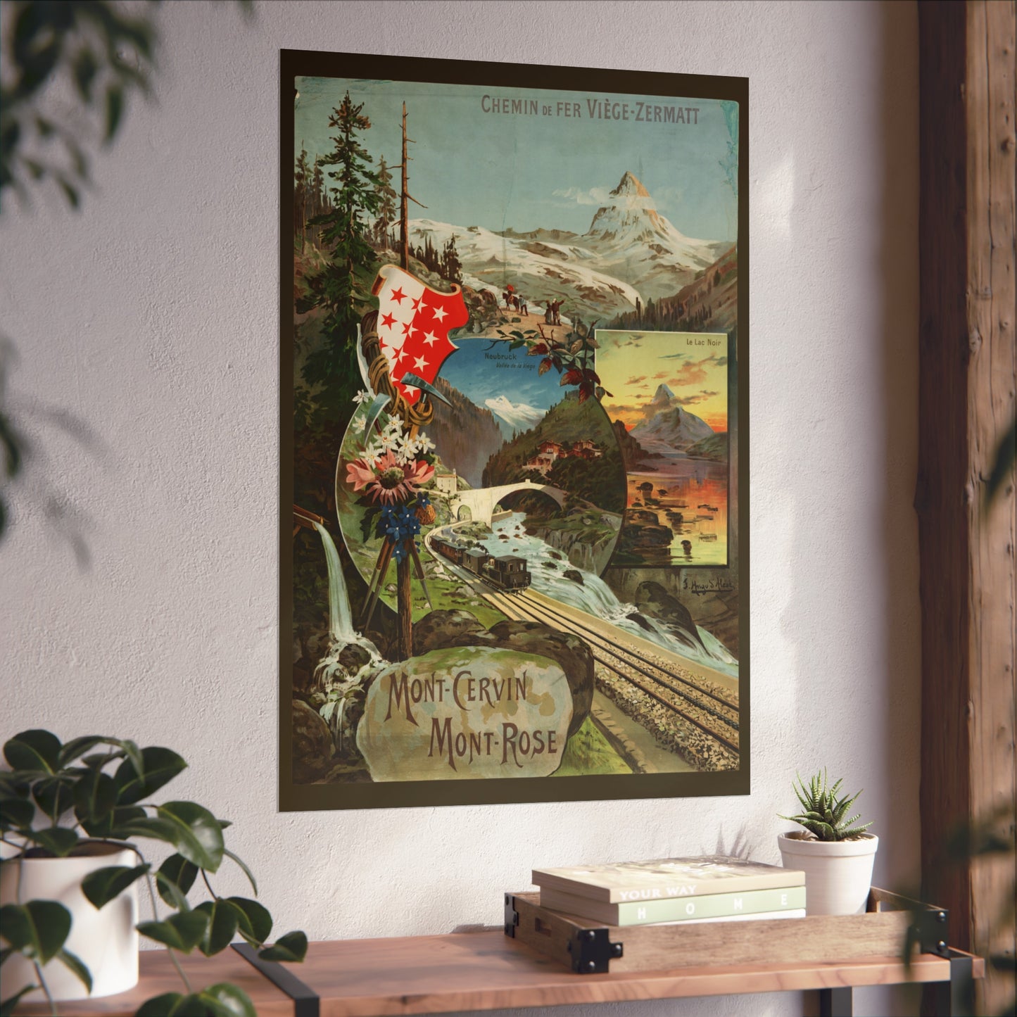 Mont-Cervin et Mont-Rose Railway Poster - Chemin de fer Viège–Zermatt - (c.1890s)