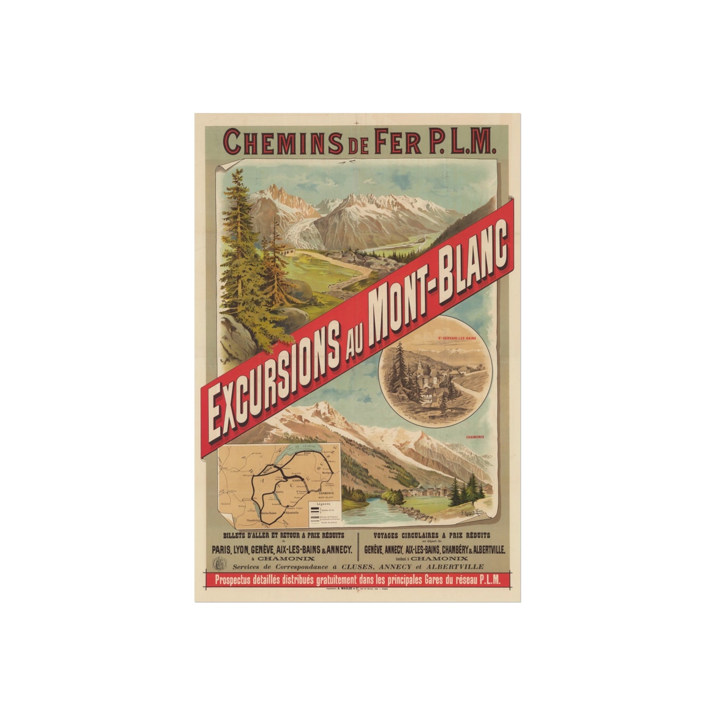 Chemins de fer P.L.M. Excursions au Mont-Blanc - Frederic Hugo d’Alési - (c.1889)
