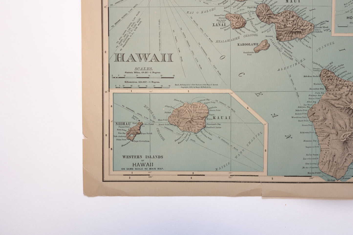 1898 Map of Hawaii by Rand McNally Co.