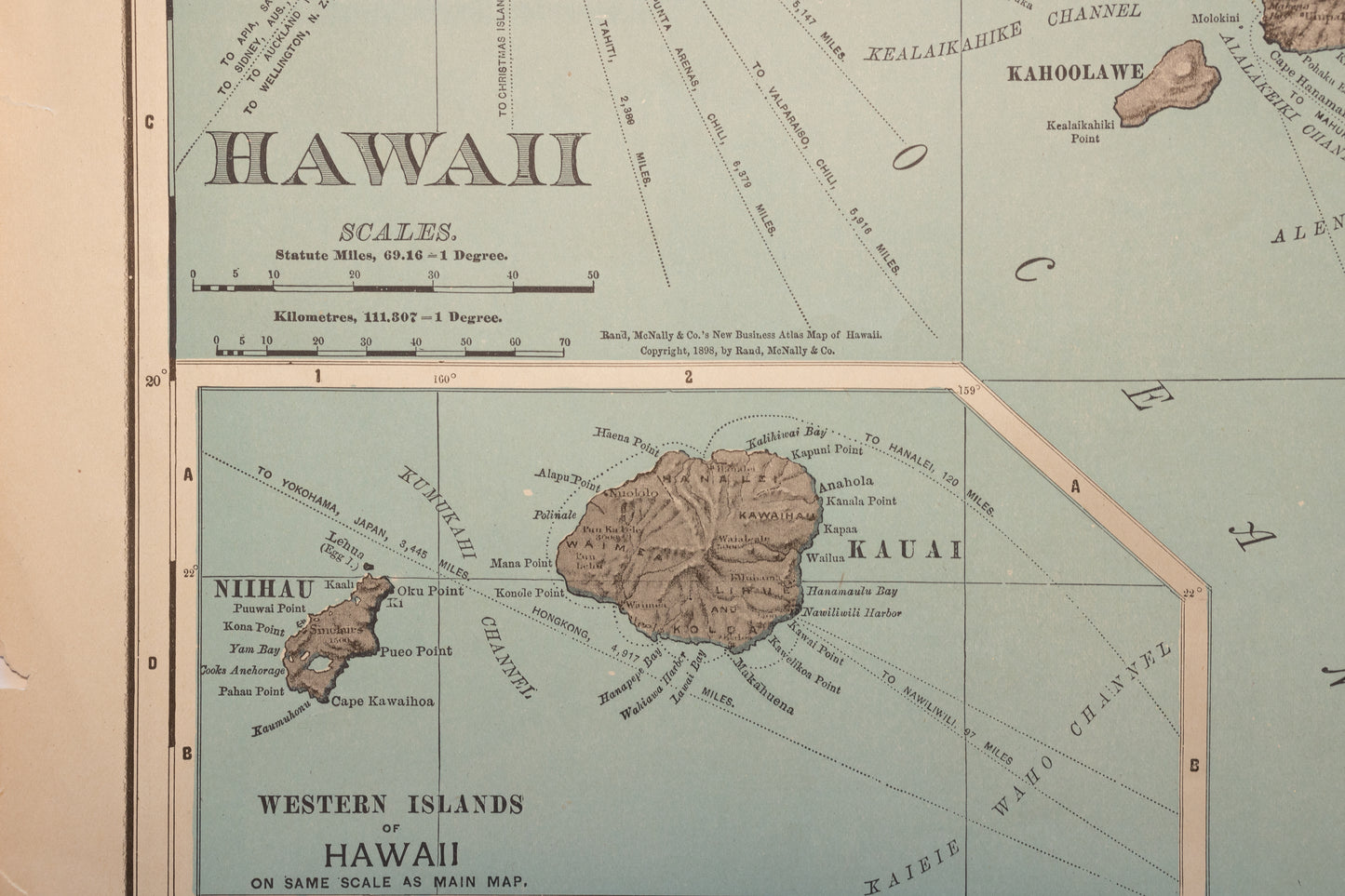 1898 Map of Hawaii by Rand McNally Co.
